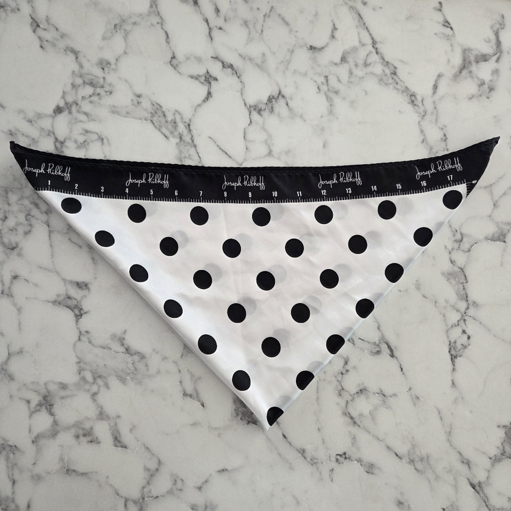 Joseph Ribkoff Satin Polka Dot Bandana Square Scarf Black White Bag Hair Scarf - Picture 7 of 7